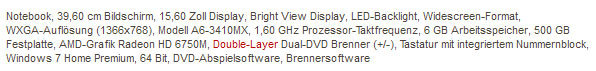 Ноутбук HP Pavilion dv6-6110sg получит APU A6-3410MX