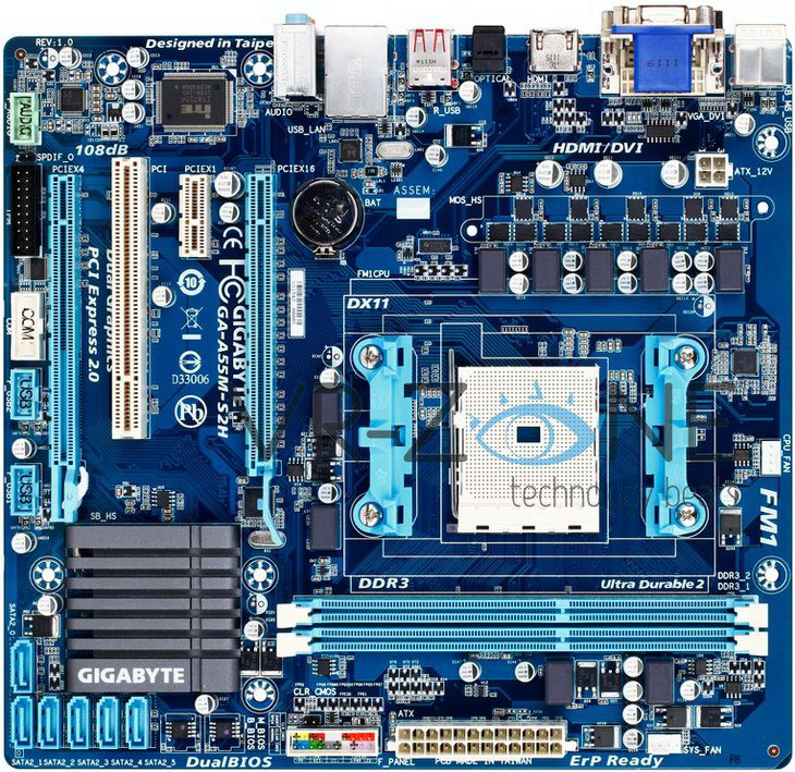 Плата Gigabyte A55M-S2H micro-ATX FM1