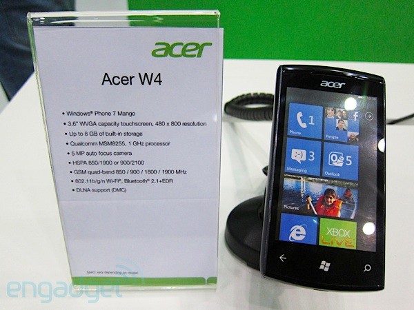 Acer W4 smartphone at the IFA 2011 exhibition