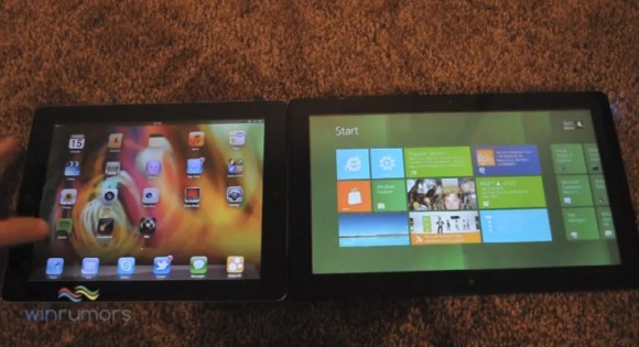 iPad 2 c iOS 5 рядом с планшетом Windows 8