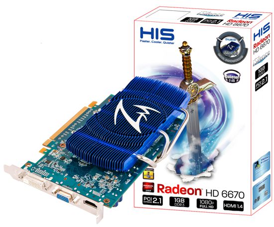 HIS Radeon HD 6670 iSilence 4 1GB DDR3 HIS Radeon HD 6670 iSilence 4 1GB DDR3