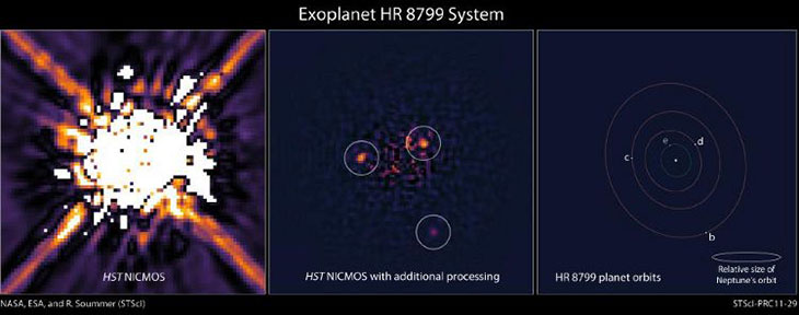 Изображение звезды HR 8799, сделанное телескопом Hubble в 1998 году