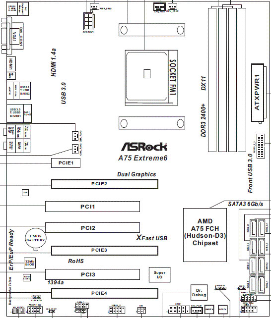  ASRock A75 Extreme6 схема 