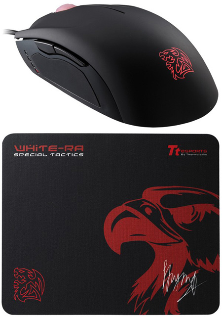  Tt eSPORTS SAPHIRA Gaming Mouse and White-Ra Limited Edition Mouse Pad 