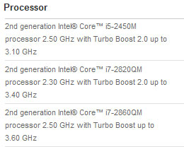  Процессор Core i5-2450M засветился на сайте Dell 
