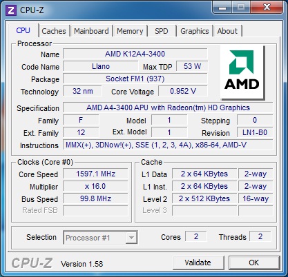  ASRock A75M-ITX частота 1,6 ГГц 