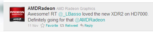 AMD упоминает память XDR2 и Radeon HD 7000 на сервисе Twitter