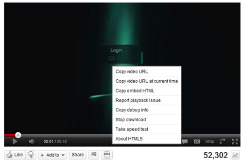 HTML5-версии проигрывателя видеослужбы YouTube