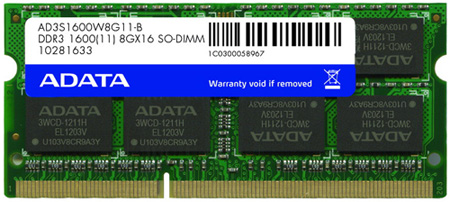 ADATA 8GB Premier Series DDR3-1600 SO-DIMM ADATA 8GB Premier Series DDR3-1600 SO-DIMM