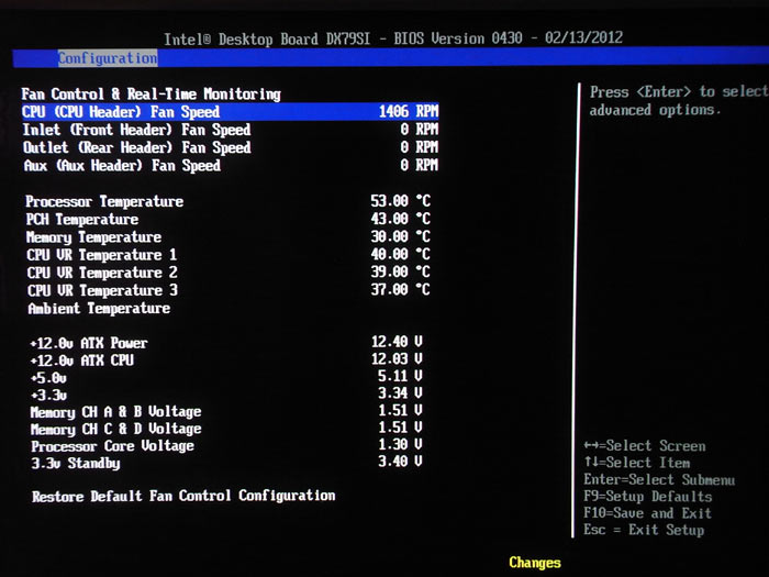  Intel DX79SI системный мониторинг 1 