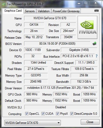 Знакомство с не короткой GeForce GTX 670 от GIGABYTE