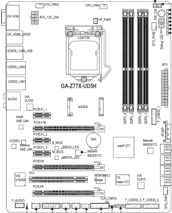  Gigabyte Z77X-UD5H схема 