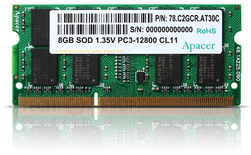 Apacer 8GB DDR3-1600 SO-DIMM Module Apacer 8GB DDR3-1600 SO-DIMM Module