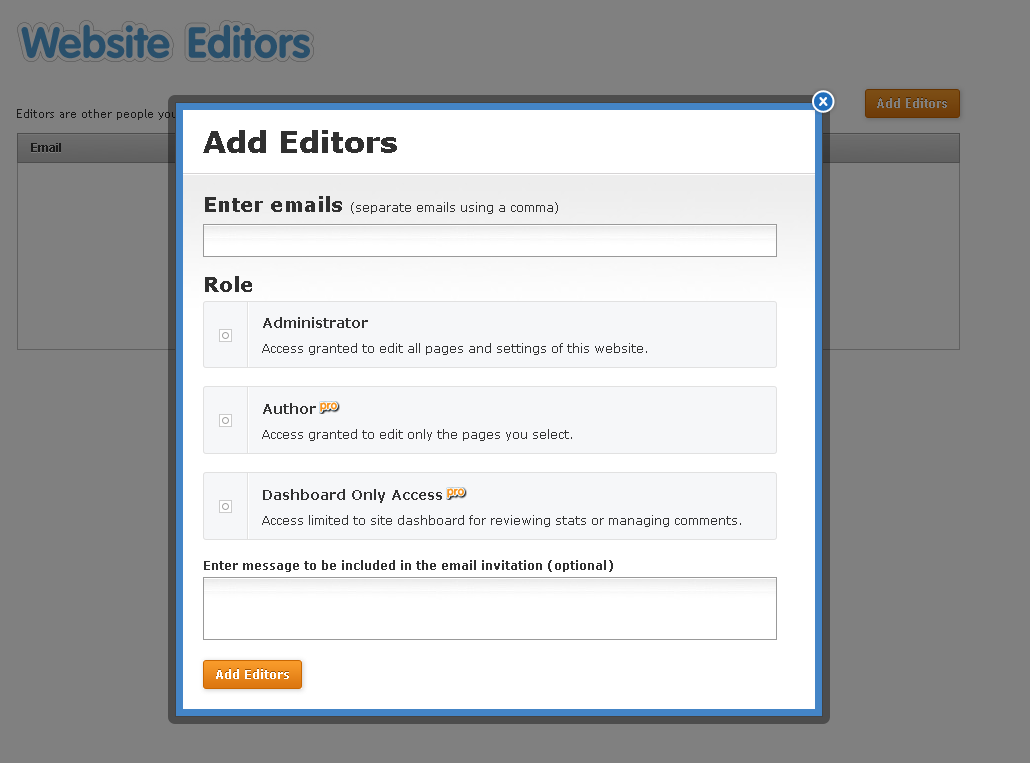 Enter site. Entry Editor.