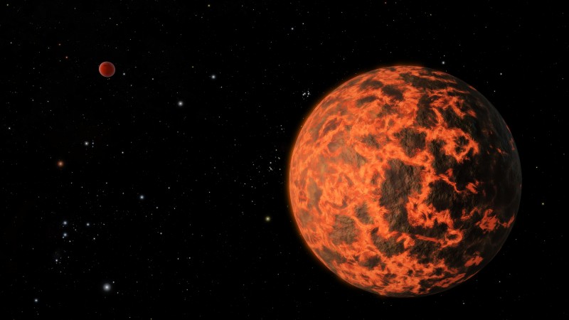  Экзопланета UCF-1.01  и ее родная звезда GJ 436 на заднем плане глазами художника 