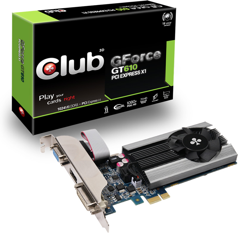  Club 3D GeForce GT 610 PCI Express x1 