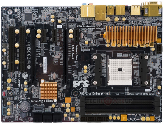 ECS представила «позолоченную» плату A85F2-A Deluxe для чипов Trinity