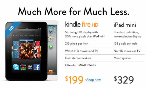  Amazon Kindle Fire HD — Apple iPad mini 