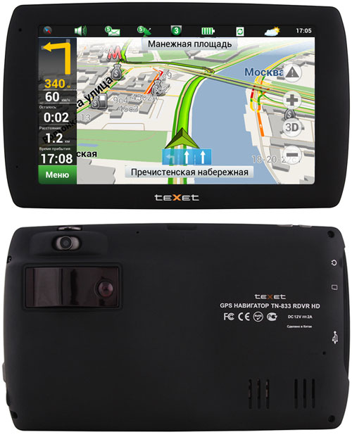 GPS-навигатор teXet с функциями видеорегистратора и радар-детектора