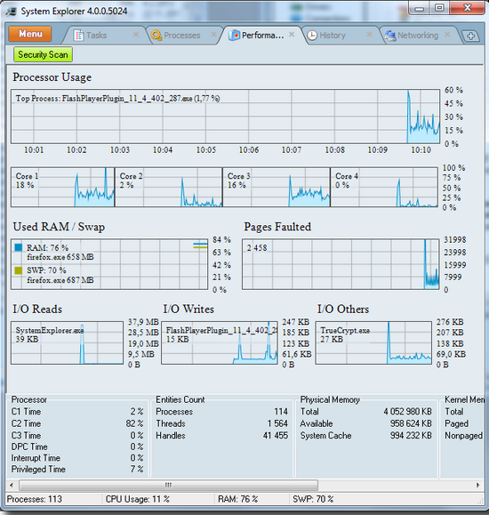 System Explorer 4.1.0 подробная информация о системе