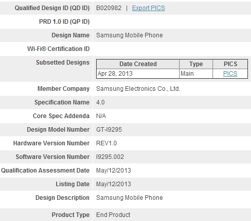 Samsung Galaxy S4 Active (GT-I9295) Samsung Galaxy S4 Active (GT-I9295)