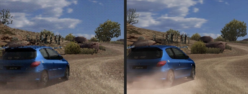  Gran Turismo 4: слева — в оригинальном разрешении, справа — на ПК-эмуляторе в 1080p, Eurogamer 