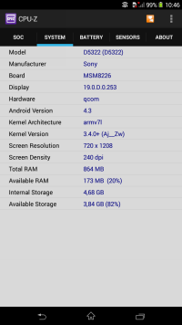 Sony Xperia T2 Ultra Dual: system informayio 