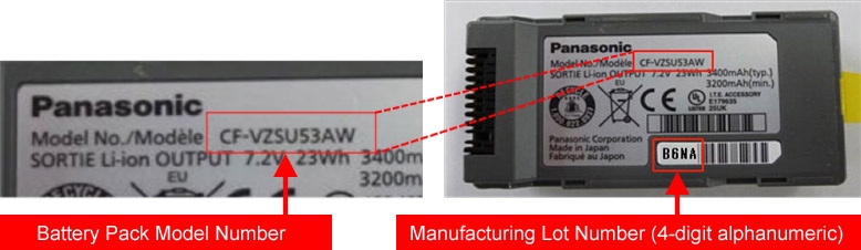 Model number. Panasonic DC Serial number. Panasonic CF-u1 CMOS Battery. Qm75ha-h lot number. Meridian lot code 3 091502.