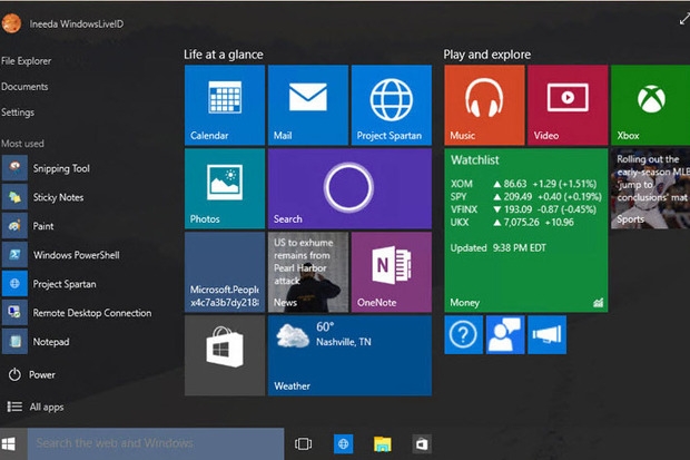 Стартовый экран Windows 10 (сборка 10056)