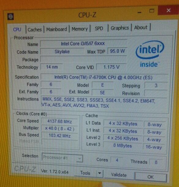  Так Core i7-6700K выглядит в CPU-Z 