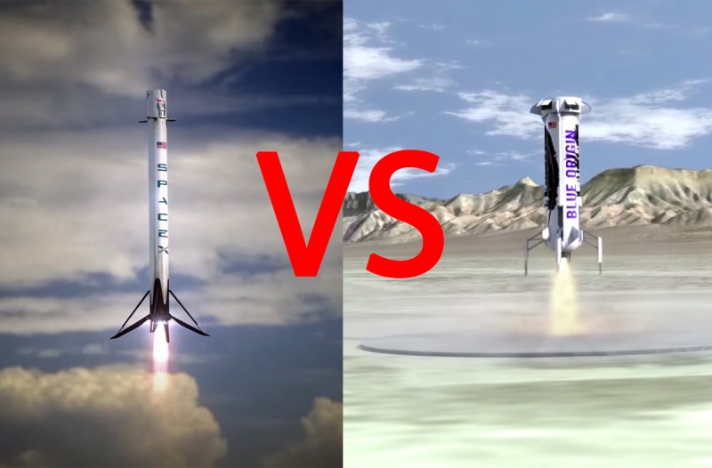 Методы спасения ступеней, предложенные Маском и Безосом, во многом аналогичны. Скриншот с YouTube-видео SpaceX и Blue Origin