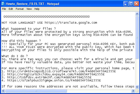 Сообщение о заражении TeslaCrypt