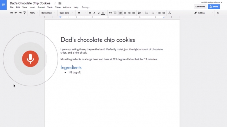 В Google Docs появилась функция редактирования голосом