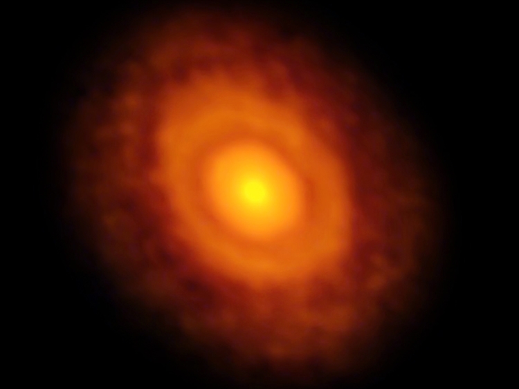 Приобретенное на ALMA изображение протопланетного диска вокруг V883 Orionis