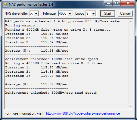  Производительность ASUSTOR AS6104T с хранилищем MyArchive, отформатированным в файловой системе EXT4 с включённой функцией шифрования трафика 