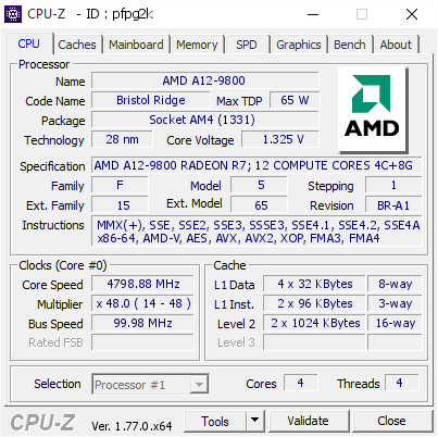 APU AMD A12-9800 - разгон