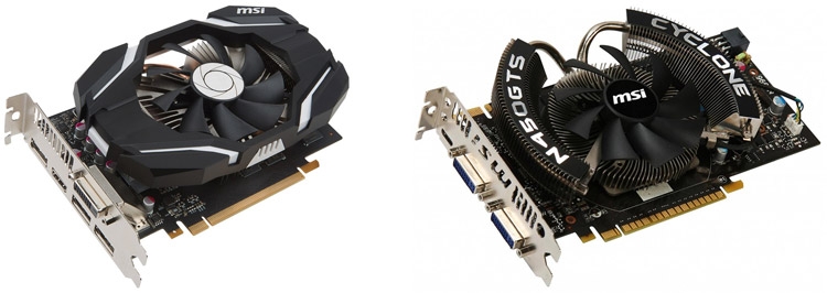 Модели GeForce GTX 1060 6G OC и GeForce GTS 450 Cyclone OC (справа)