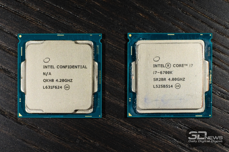  Слева – Core i7-7700K (Kaby Lake), справа – Core i7-6600K (Skylake) 