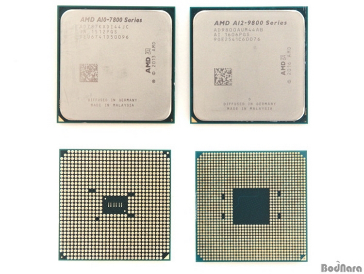 Поставленный на плате микропроцессор A12-9800 и его различие от A10-7800
