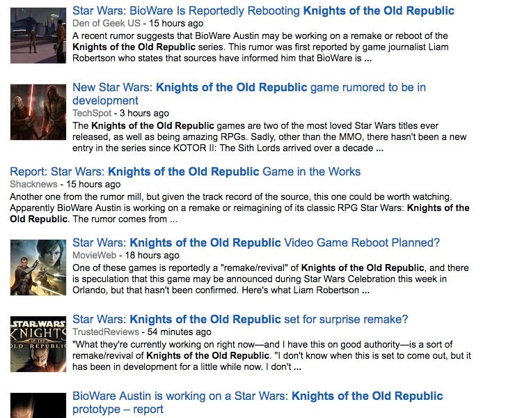 Слухи о возрождении Star Wars: Knights of the Old Republic назвали ошибочными