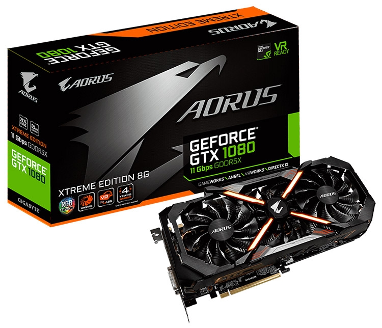 Видеокарта Gigabyte Aorus GeForce GTX 1080 Xtreme Edition 8G 11Gbps (GV-N1080AORUS X11-8GD)