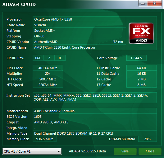  Технические характеристики AMD FX-8350 