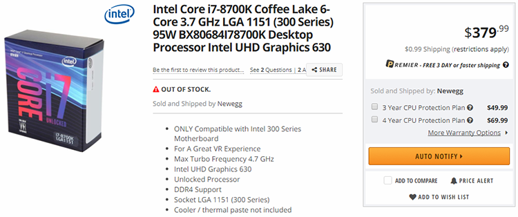 1008 1 - Розничные цены на процессоры Coffee Lake-S и платы Z370