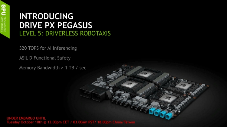 NVIDIA представила Drive PX Pegasus — платформу для автопилота нового поколения"