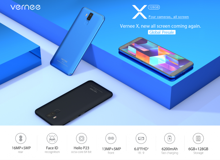 Vernee X — безрамочный смартфон на Helio P23 с мощной батареей