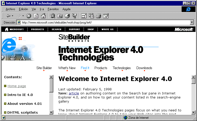  Internet Explorer 4.0 