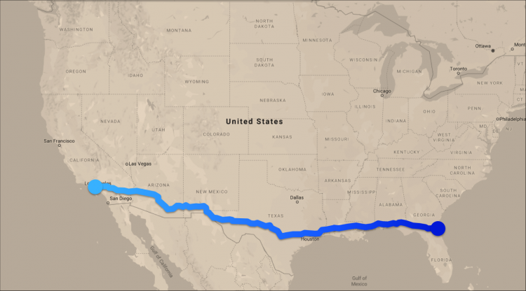 Самоходный грузовик Embark совершил поездку по дорогам США от побережья до побережья"