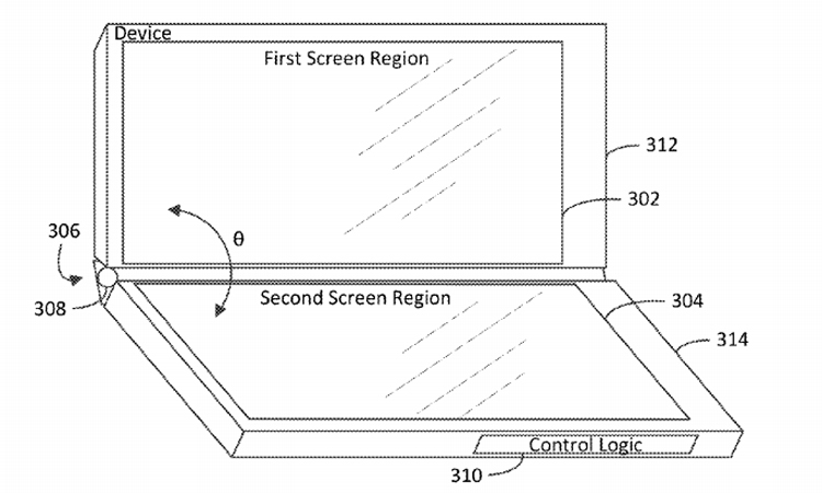 Microsoft патентует складной гаджет с необычной конфигурацией дисплеев