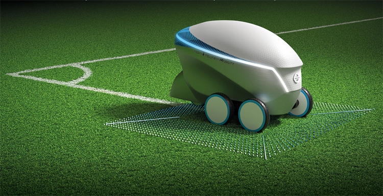 Робот Nissan Pitch-R с автопилотом рисует футбольные поля"
