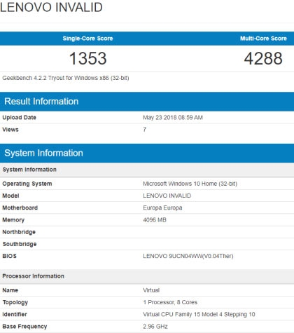 ARM-ноутбук Lenovo Europa на базе Snapdragon 845 и Windows 10 засветился в Сети